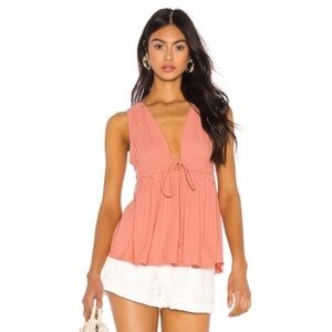 FREE PEOPLE BEACH BOUND PLUNGE TANK PEACH SLEEVELESS